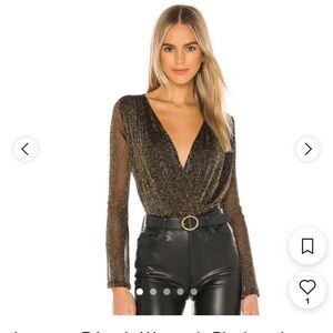 Lovers + Friends Shimmering Black and Gold Top